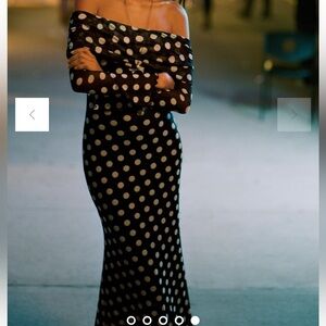 Anthropologie AFRM LONG-SLEEVE OFF-THE-SHOULDER MESH MAXI DRESS